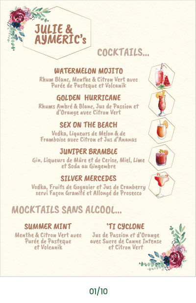 Une sélection des menus précédents